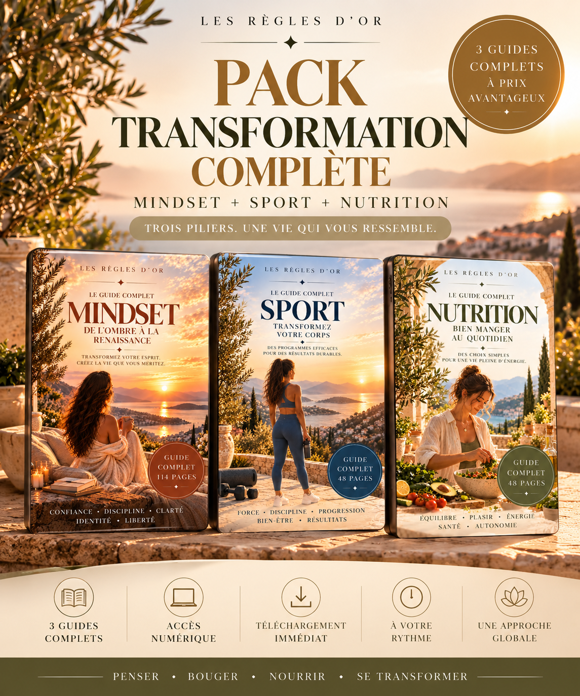 PACK TRANSFORMATION COMPLÈTE — Mindset + Sport + Nutrition